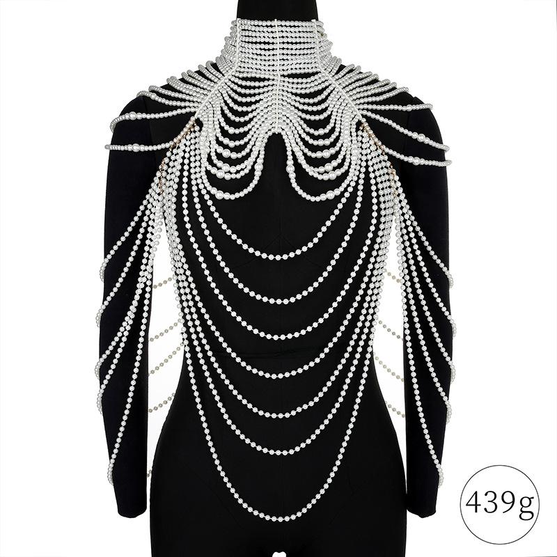 

Fashion Shawl Premium Sexy Dress Handmade Beaded Multi-layer Long Pearl Body Chain Accessories