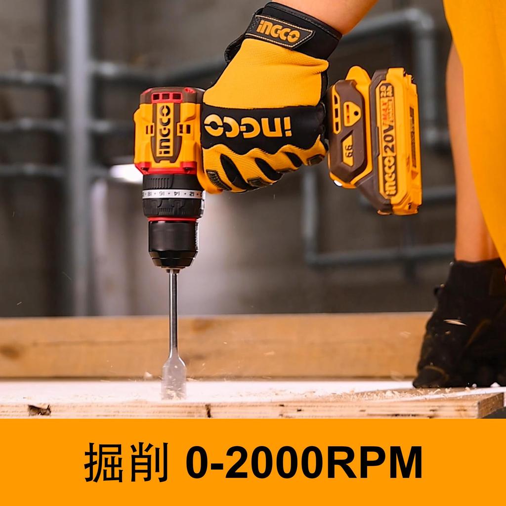 INGCO 20V Brushless Impact Drill with 66 Nm Torque 2×2.0 Ah Batteries and Charger