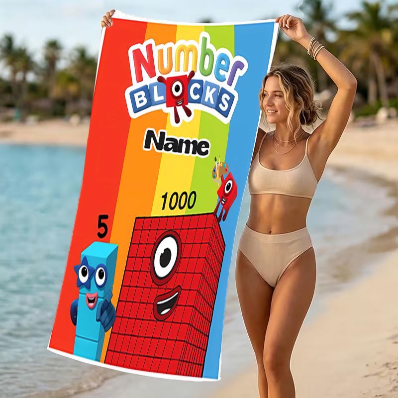 Customizable personalized beach towels Numberblocks themed designs.Suitable for the beach, yoga, sports;ideal as beach accessories