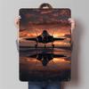 Modern Military Fighter Jet At Dusk Tarmac Scene Metal Wall Art Decor for Living Room Study Bedroom