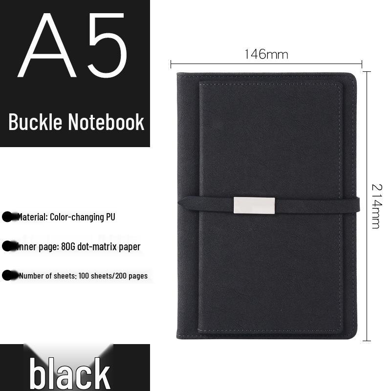 PU Leather Color-Changing Buckle Business Office Notebook Set A5