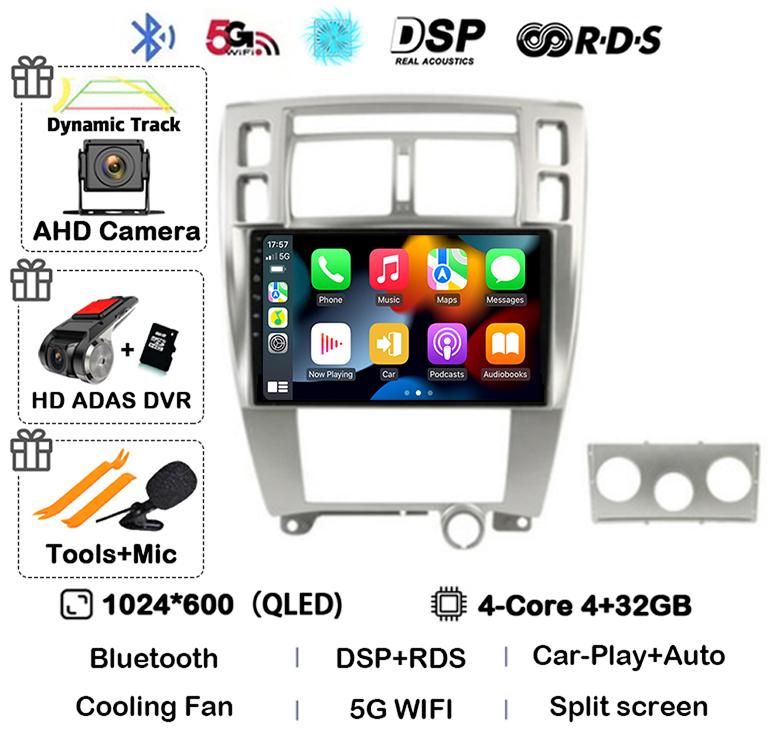 Android 14 Carplay Auto WIFI+4G For Hyundai Tucson 2004 2005 2006 2007 2008 2009 Car Radio Multimedia Video Player GPS Stereo BT