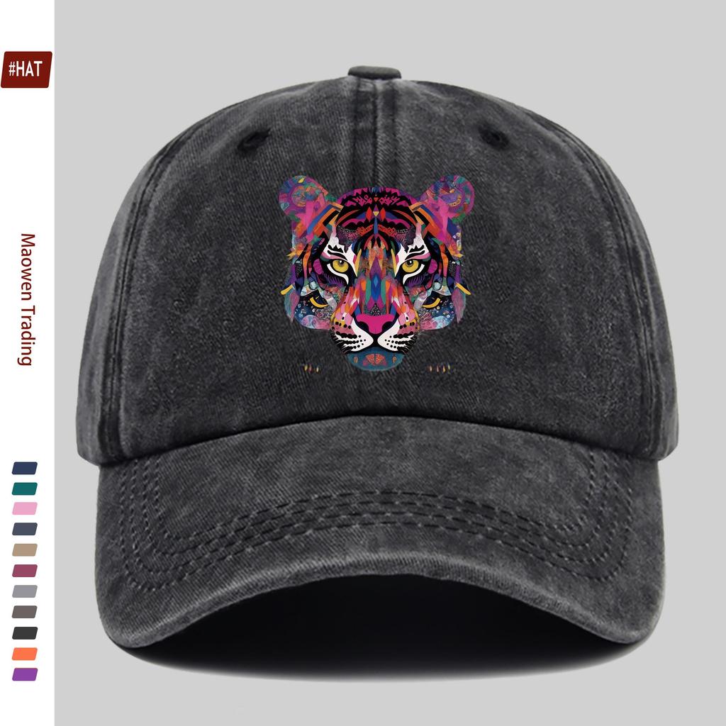 Pc Colorful Pattern Tiger Head Print Baseball Cap Fashion Trendy Outdoor Hunting Design Sun Hat Truck Driver Decor Hat Adjustab