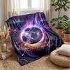 Galactic Soccer Ball Theme Blanket Lightweight Warm Flannel Blanket Decorative Throw Blanket for Home Decoration