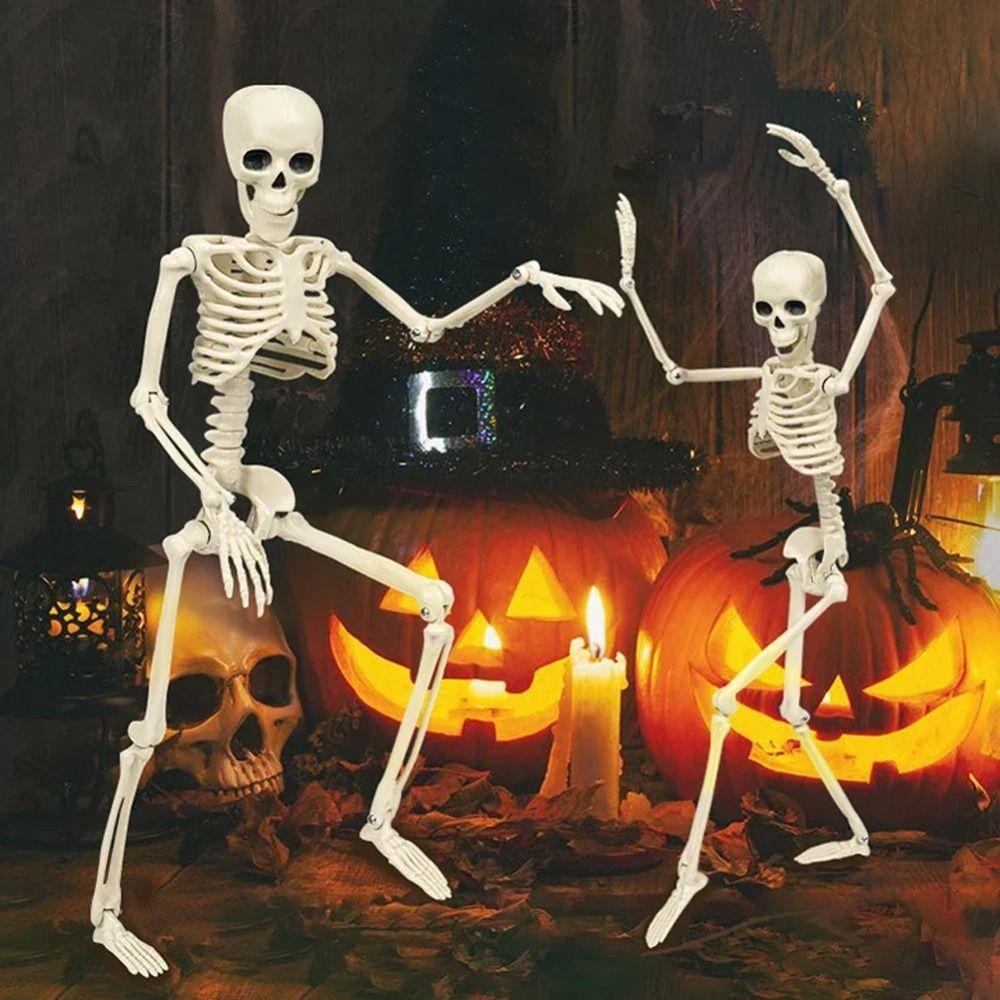 Movable Haunted House Props LED Lights Scary Decoration Skeleton Human Model Decoration  Movie Set