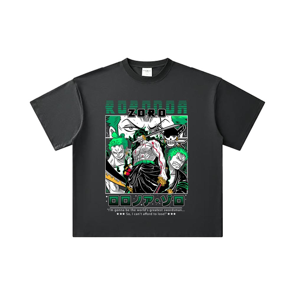 T-shirt Unisex in Cotone Pesante 260 GSM Filato Doppio Titolo 32 100% Cotone Pezzo Unico Stampa V74 Zoro