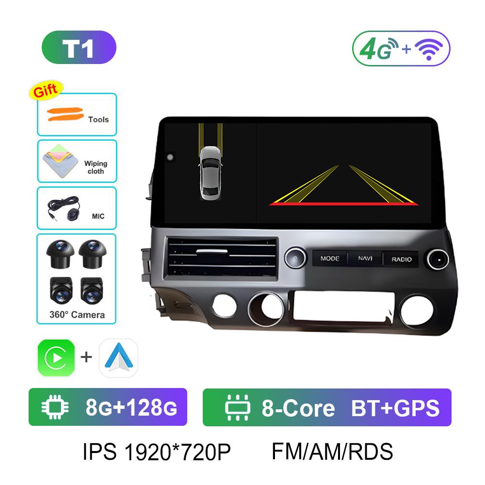 Android Intelligent System Bluetooth for Honda Civic 2008 2009 2010 - 2011 Wireless Carplay GPS Navigation Accessories Head Unit