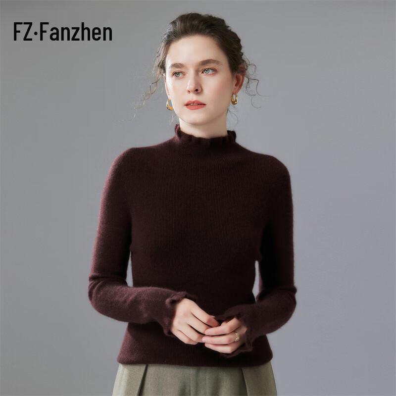 Fanzhen Women's High-Neck Slim Fit Cashmere Sweater