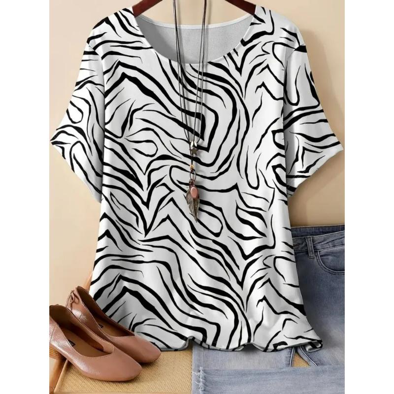 Fashion Women's Simple Short Sleeve Premium Crew Neck Short Sleeve 3D Simple Color Printing Crew Neck T-Shirt