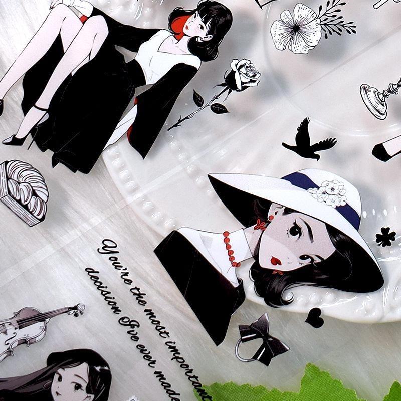 1 rotolo di nastro adesivo con tema ragazza in stile Hong Kong, manuale, scrapbooking, fai da te, decorativo, journaling, forniture