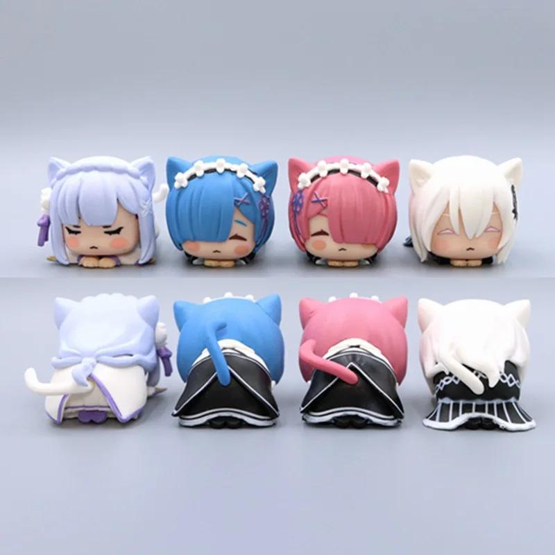 Cute Rem Figure Anime Re Zero Ram Emilia Figures Echidna Statues Sculpture Figurines Re:Zero Desk Decoration Table Accessories