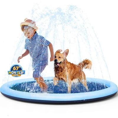 Kids Summer Outdoor Water Toy-Anti-Slip Thick Dog Splash Pad Sprinkler Pool Fun Backyard Fountain Play Mat Perfect Children Gift