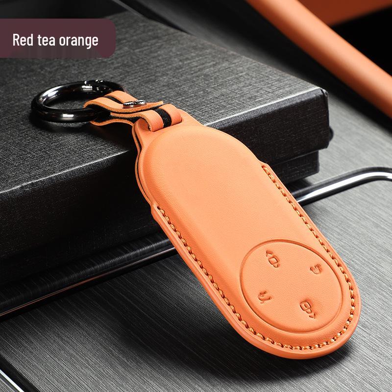 

AITO M7/M8/M9 Car Key Cover & Keyring: Handmade Nappa Leather, Full Coverage.