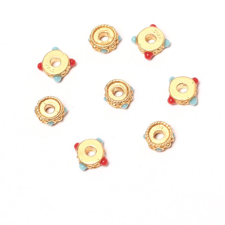 Matte Gold Dragonfly Eye Beads with Nepal Turquoise Inlay for DIY Jewelry