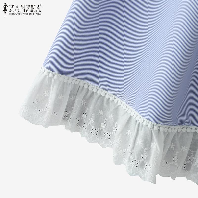 ZANZEA Women Casual Elastic Waist Loose Patchwork Floral Long Skirts