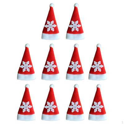 10Pcs Christmas Cutlery Holders Santa Claus Hat Plush Tiny Wine Bottle Cap for Home