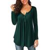 Ladies Fashion V-neck Button Pleated Long-sleeved Sleeves Two-wear Loose Top