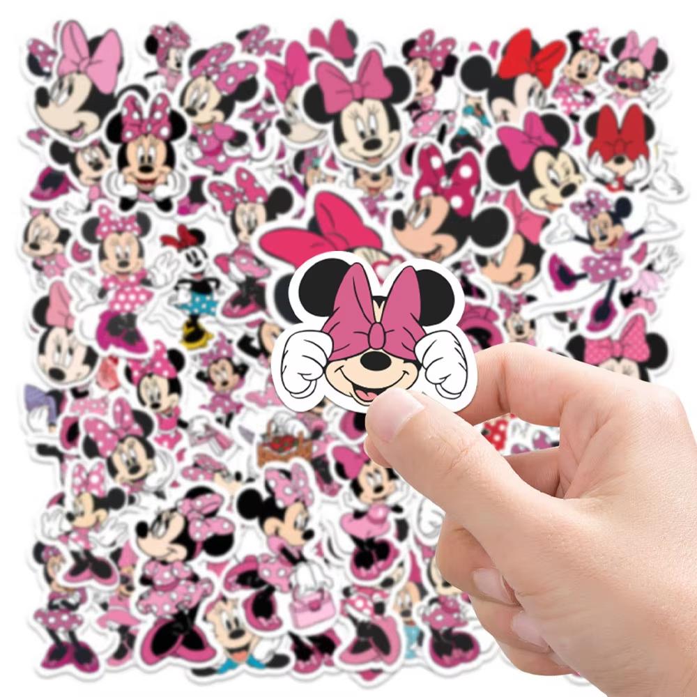 MINISO 65 Stück Disney Micky Maus und Minnie Maus Cartoon Aufkleber, Niedliche DIY Laptop Gepäck Sammelalbum Fahrrad Wasserdichter Aufkleber Spielzeug