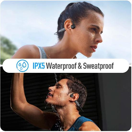 Bone Conduction Headphones, Type-C Bluetooth 5.4 Open Ear Wireless Earphones, IPX5 Waterproof Sports Headset for Gym, Running, Cycling, Hiking,
