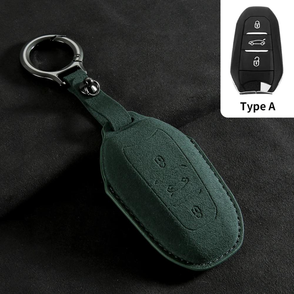 

Leather Car Key Case Cover for Peugeot 308 408 508 Citroen C4L C6 C3-XR Picasso DS3 DS4 DS5 Shell Keychain for Peugeot