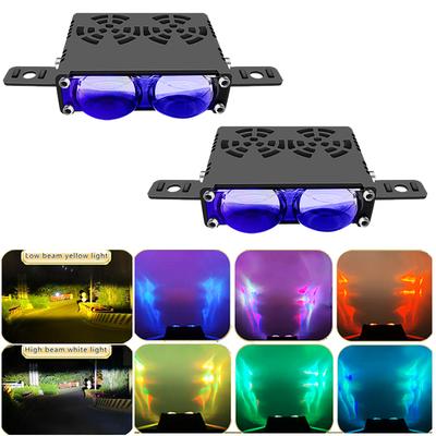 2-Linsen Auto Kühlergrill LED Licht Doppelstrahl Spot-/Nebelscheinwerfer Weiß/Gelb + RGB Bunt Für 4x4 SUV ATV Motorrad Zubehör 12V 24V