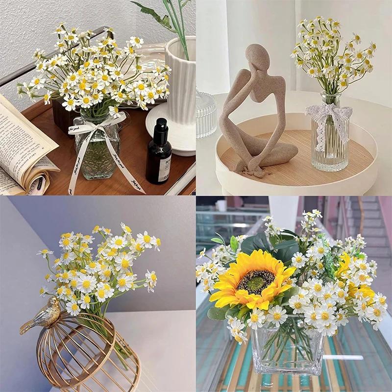 5/10/20 Stück 26cm Seide Künstliche Gänseblümchen Weiße Gänseblümchen Kunstblumenstrauß für Party Tischdekoration DIY Heim Hochzeitsdeko