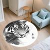 Black and White Ink Tiger  Round Area Rug,Carpet Rug for Living Room Bedroom Sofa Playroom Decor,Non-slip Floor Mat