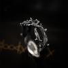Thailändischer Silber Dunkler Wind Retro Dornenblumenkranz Ring Hip Hop Männlich und Weiblich Persönlichkeit Mori Ranken Ast Zeigefingerring