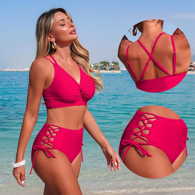 Swimwear New European and American Split Swimsuit Women's Nylon Bikini Spot Can Be Customized To Change Colors