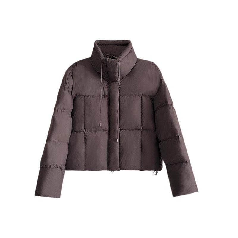 High fluffy 90 white duck down puff down jacket women's short 2024 fashion stand-up collar thickened small bread jacket