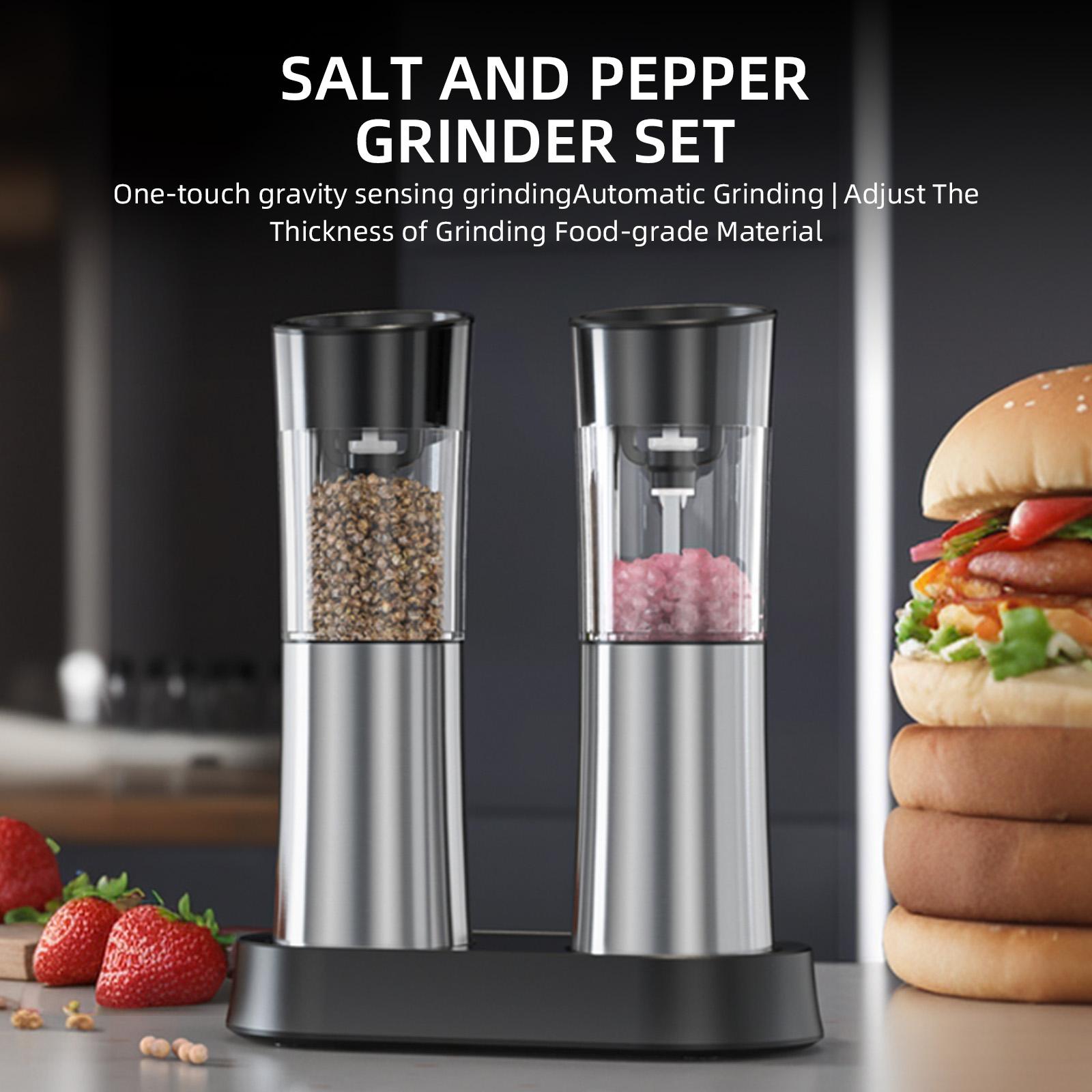 

Gravity Electric Pepper and Salt Grinder Set USB Re able with Dual Charging Base Coarseness Refillable Automatic One-Hand Operated