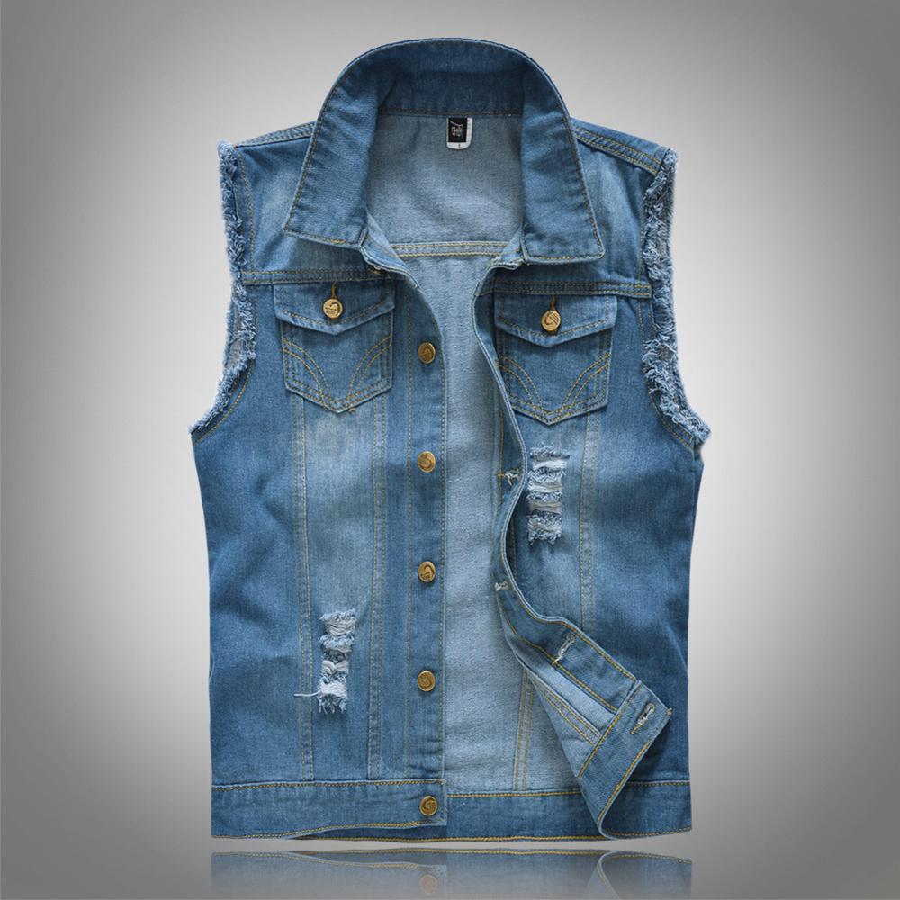 ripped denim vest