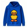 Cute Cartoon Yellow Duck Print Kids Hooded Sweatshirt, Casual Long Sleeve Pullover Hoodie for Boys Girls, Soft Comfortable Daily Wear Tops Children