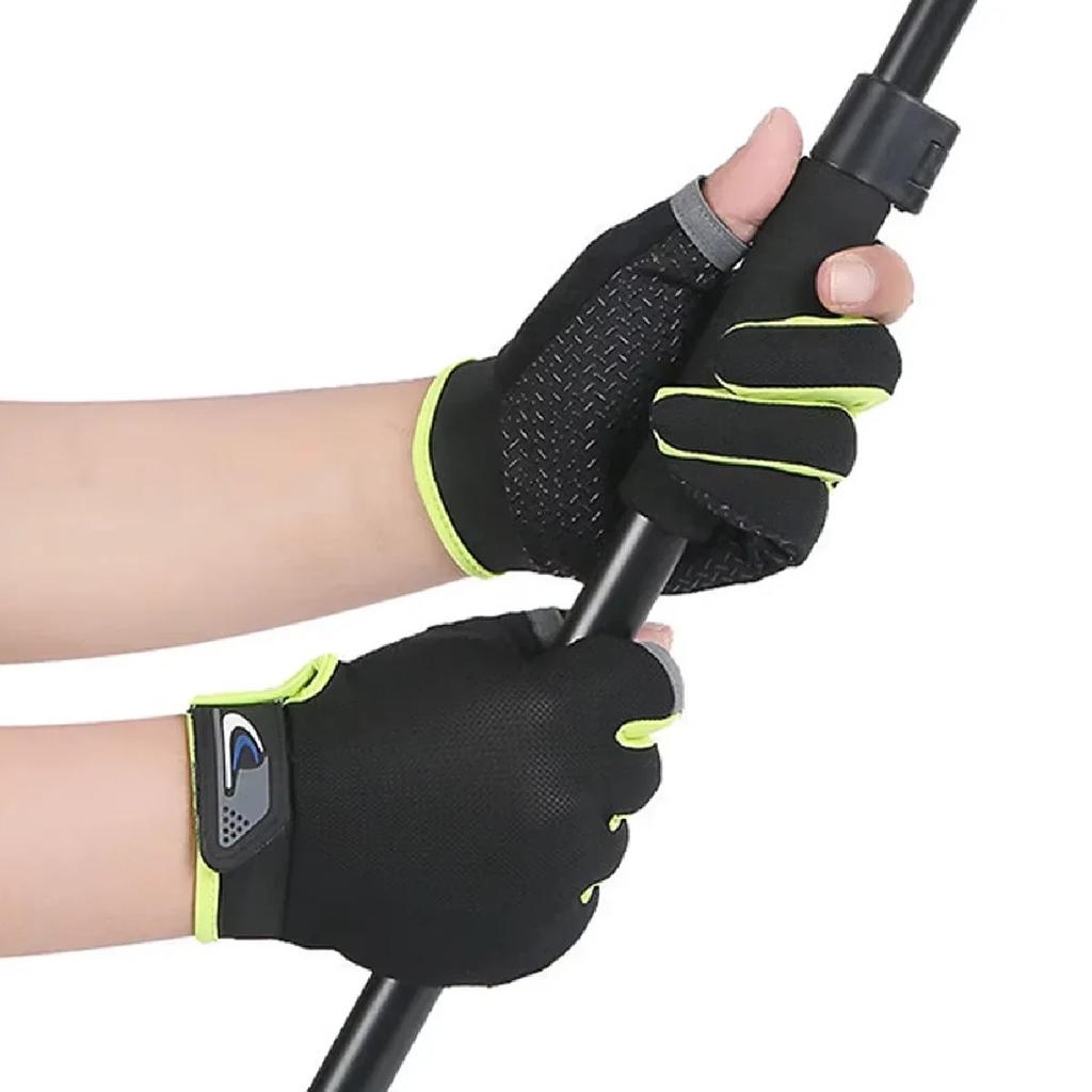 1Pair Anti-Slip Breathable Fishing Gloves Two-Finger Cut Sport Cycling Mittens for Men And Women Fashionable Outdoor Gear