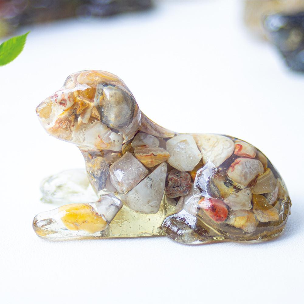 White Crystal Resin Dog Statue With Modern Design For Living Room Decor Gift