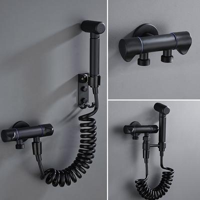Handbidet-Hahn Sprühkopf Bidet-Set Sprühpistole Schwarz Messing Toiletten-Sprühkopf für Badezimmer Selbstreinigender Duschkopf