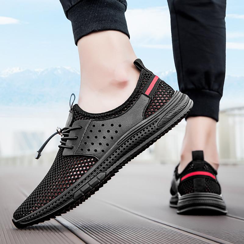 Fashion Lightweight Male Summer Footwear Breathable Mens Casual Shoes Hollow Out Men Flats Cool Moccasins Handmade Lace-Up Driving Shoes