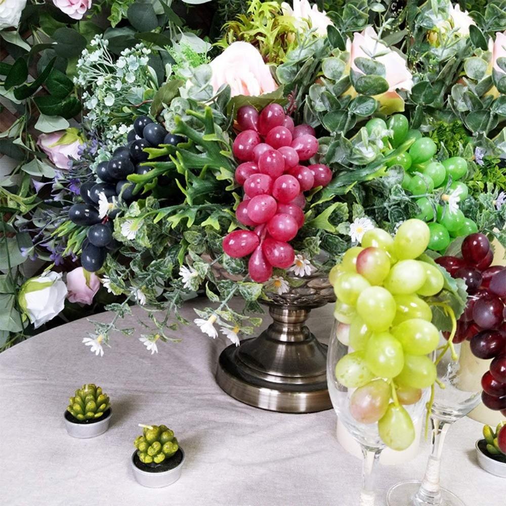 Realistic Artificial Grapes Bunches Decorative Simulation Artificial Faux Fruits Green Grass Fake Grape Bundles