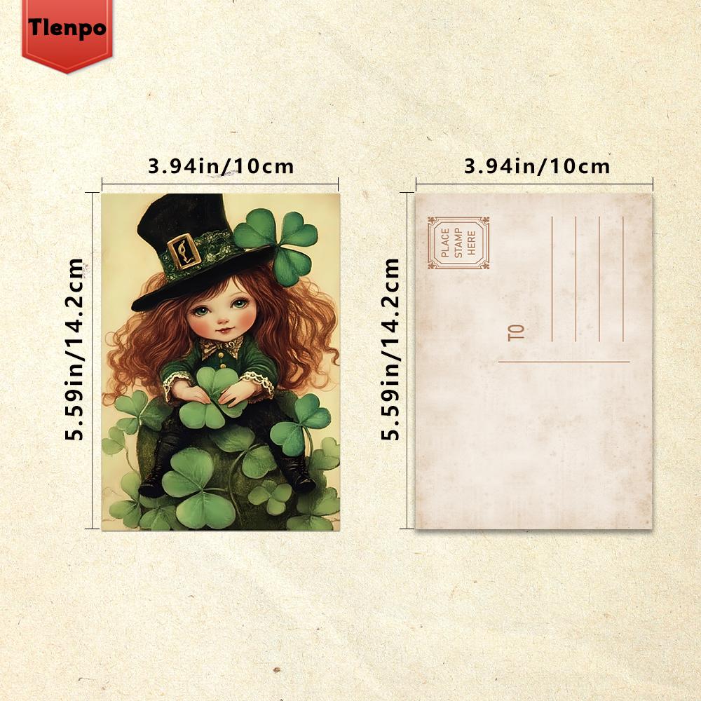 

32pcs, Vintage St. Paddy s Day Postcards, Tricky Postcards, Message Cards, Cards, DIY Postcards, Collectible Holiday Decorations зелёный
