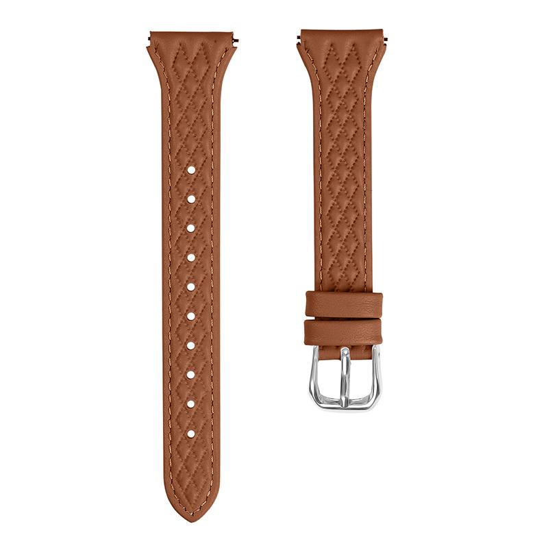 For Garmin Forerunner 245/245 Music Genuine Cow Leather Rhombus Imprinted Watch Strap