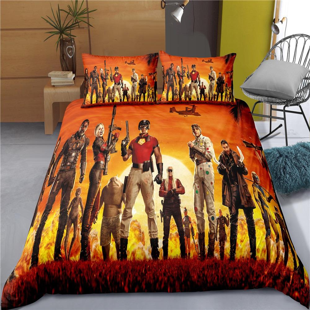 Anti-Hero Squad Duvet Cover & Pillowcases,Dark Comic Team Print Bedding Set,Soft Microfiber Bedroom Decor & Gift for boys girls