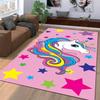 Unicorn Printed Carpet with Colorful Stars on Pink Background Decor Suitable for use as an anti-slip for living room bedroom sofas