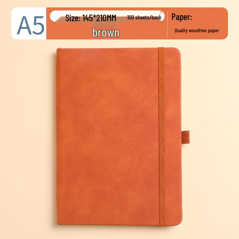 A5 Leather Notebook with Strap, Thickened Diary, Business Office Meeting Journal, Custom Logo