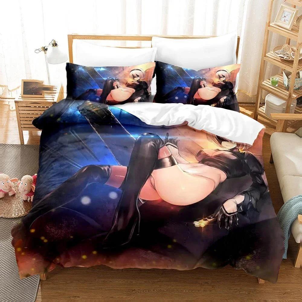 3D Printed NieR Automata Beding Set For Bedrom Soft Modern Bedspreads Comefortable Children Kids Soft Duvet Cover Comfortable Quilt Cover And