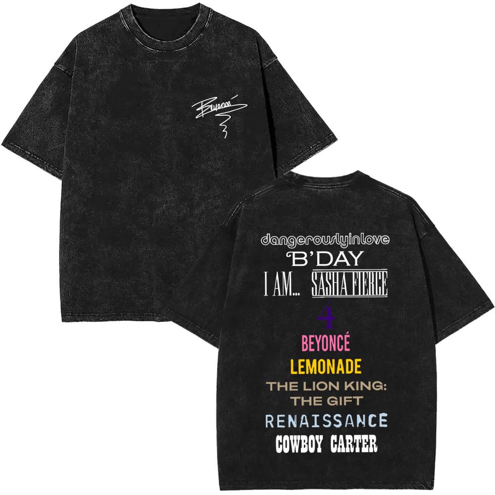 Retro Washed Beyonce Renaissance World Tour Tshirt Album Concert Music Tshirts Men Women Casual Cotton Vintage T Shirts