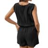 Women Sleeveless V Neck Mini Dress Casual Loose Fit Wrap Waist Design Lightweight Fabric for Daily Wear Vacation Office