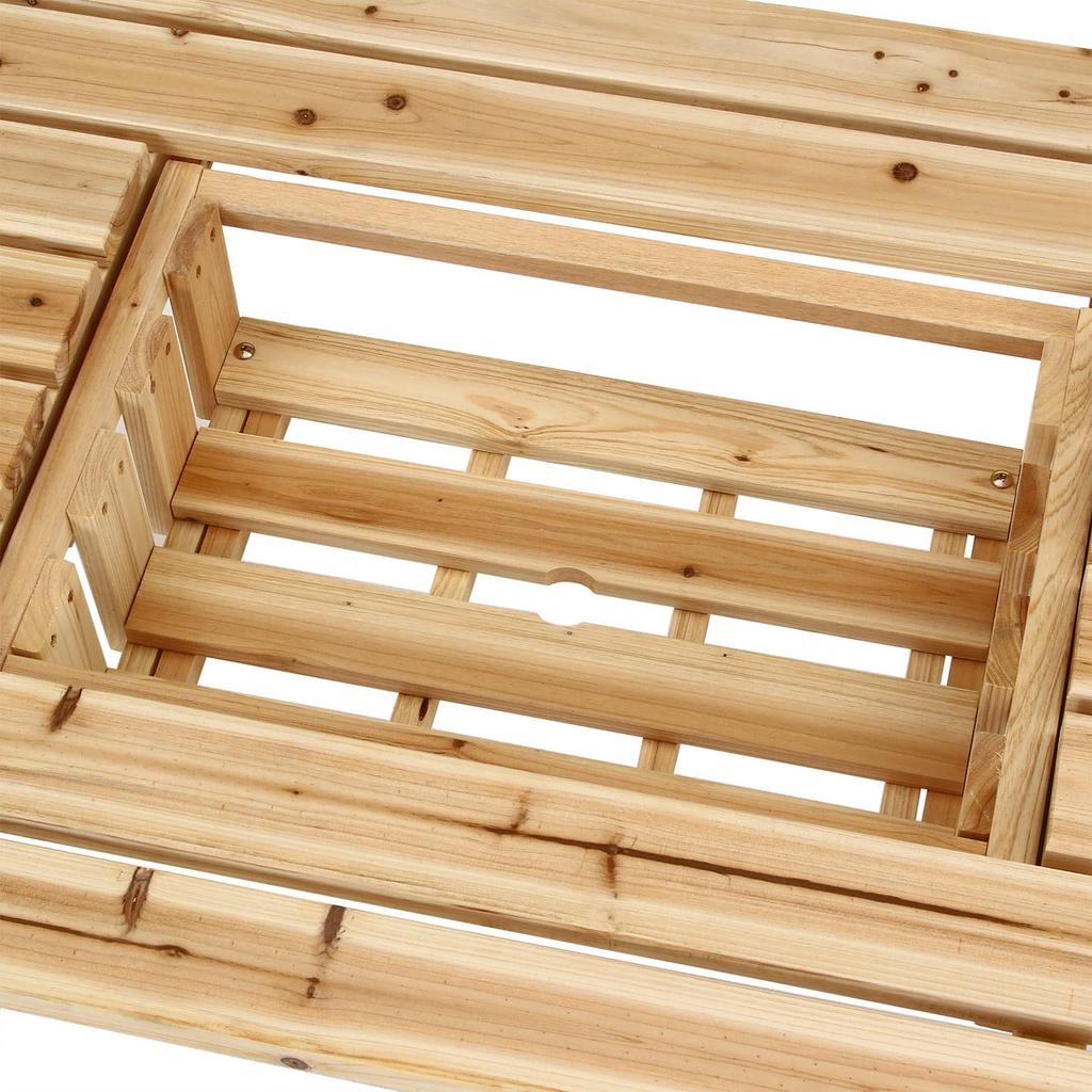 Fuji Boeki Garden Table Set BBQ Table Bench Set Width 120 X Depth 75 X Height 65cm Natural For 4 People With Stove Space With Parasol Hole Cedar Wood