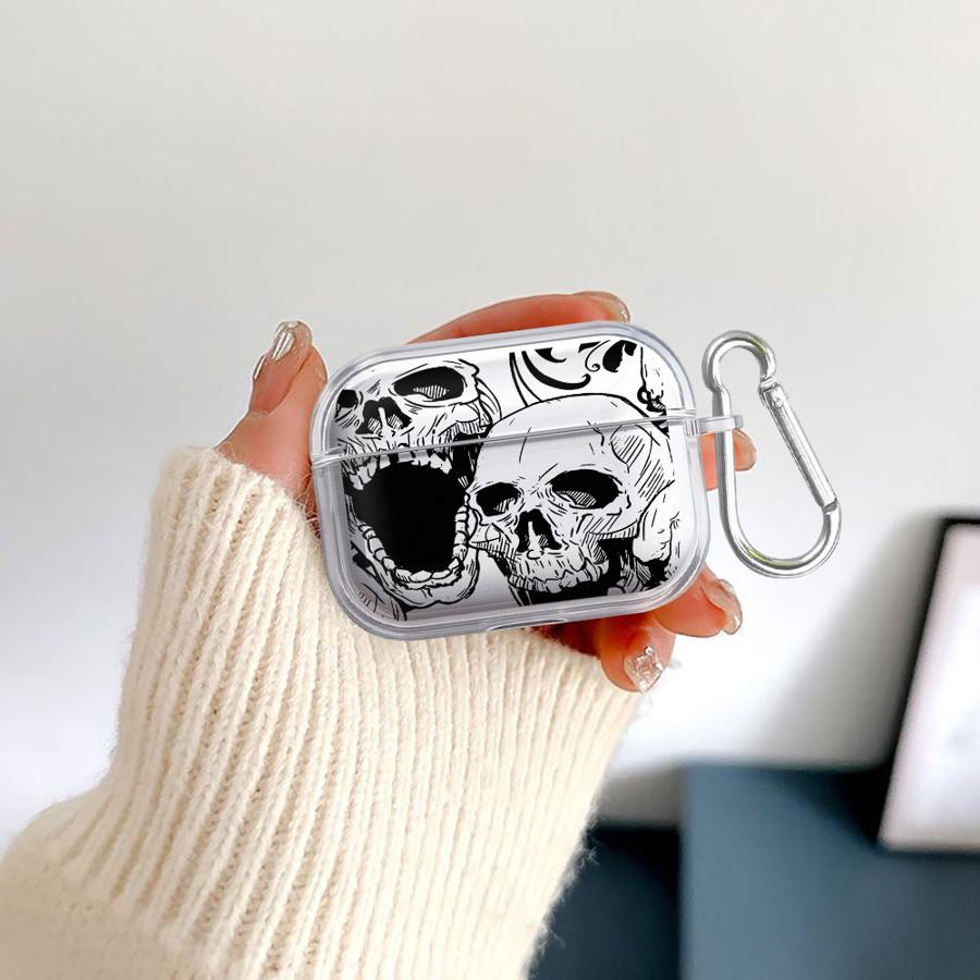 Case For Airpods Pro2 Pro 4 1 Pro3 2 3 Clear Earphone Cases Cover Creative Skull Art