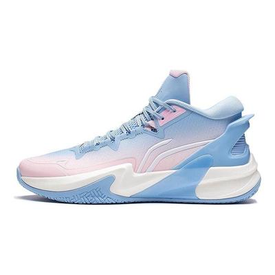 Li Ning Light Speed 1.0 Hochabriebfeste Atmungsaktive Basketballschuhe Herren Sneaker Blau Pink ABAS097-5