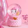 Cartoon Couple Crystal Ball Resin Snow Globe Music Box Toy